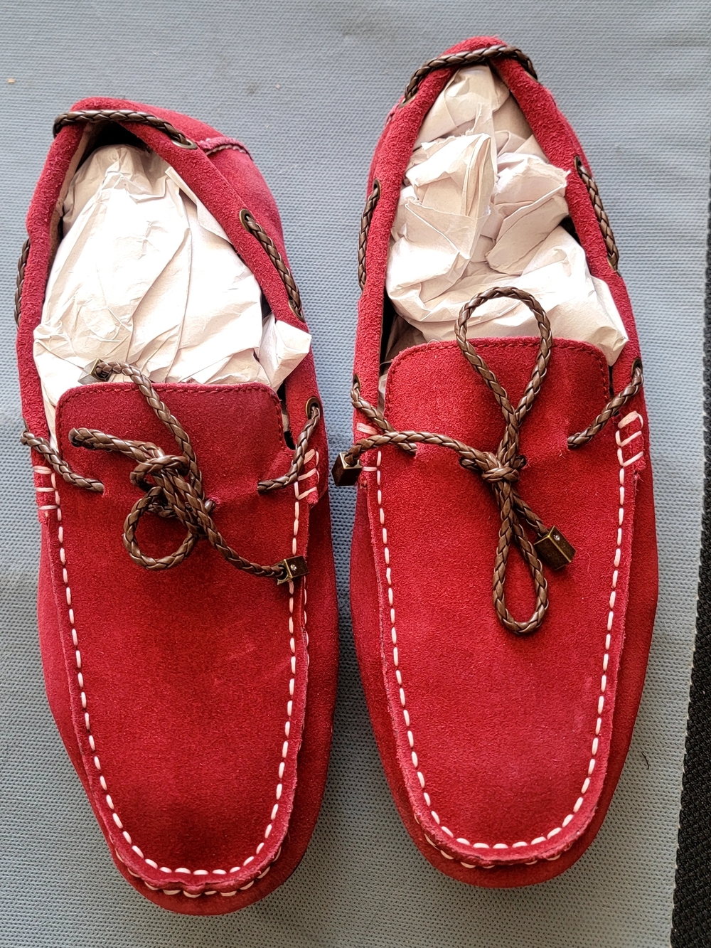 Alfani Men's Red Suede Moc Toe Driving Loafers